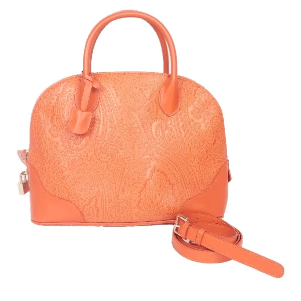 Etro Orange Paisley Leather Bugatti Bag