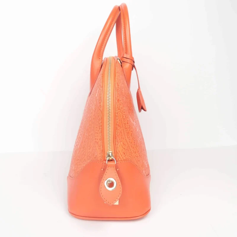 Etro Orange Paisley Leather Bugatti Bag