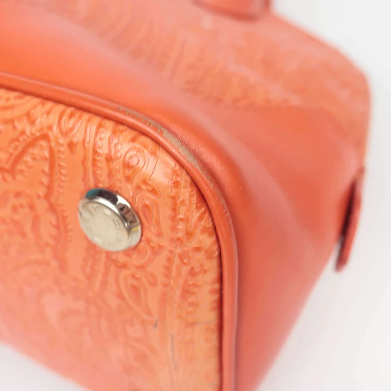 Etro Orange Paisley Leather Bugatti Bag