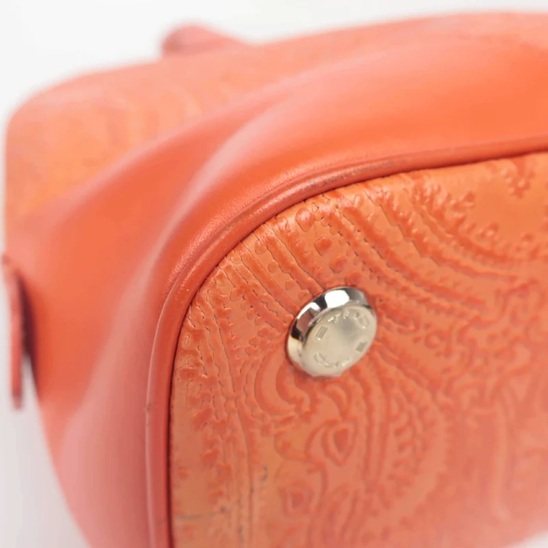 Etro Orange Paisley Leather Bugatti Bag