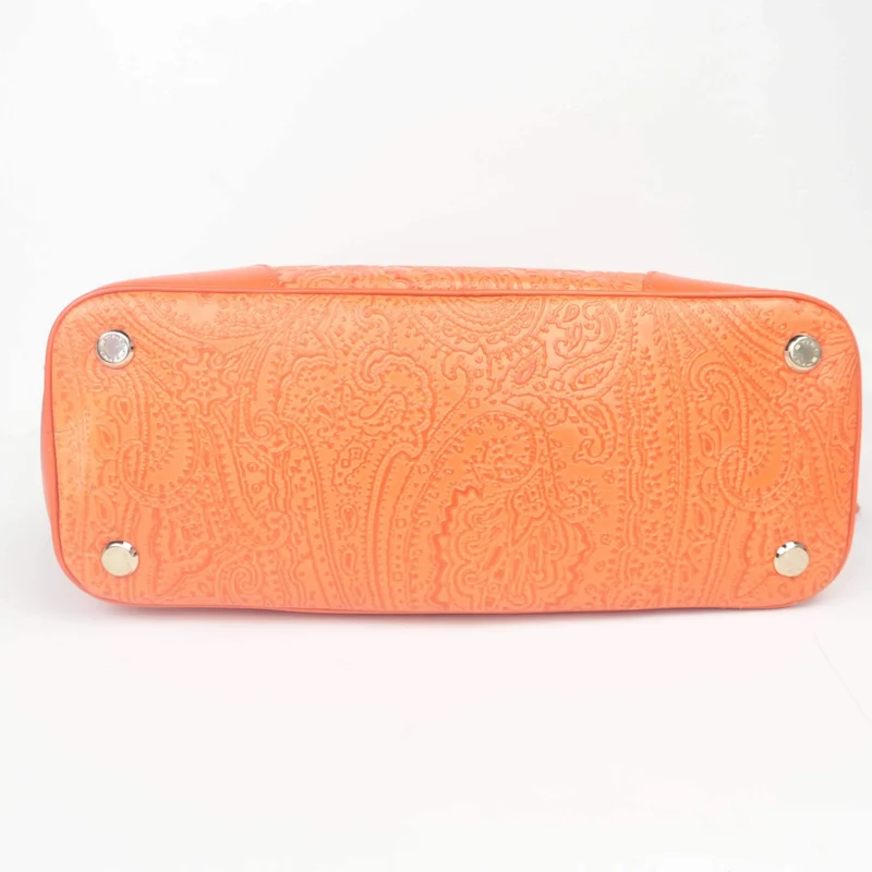 Etro Orange Paisley Leather Bugatti Bag
