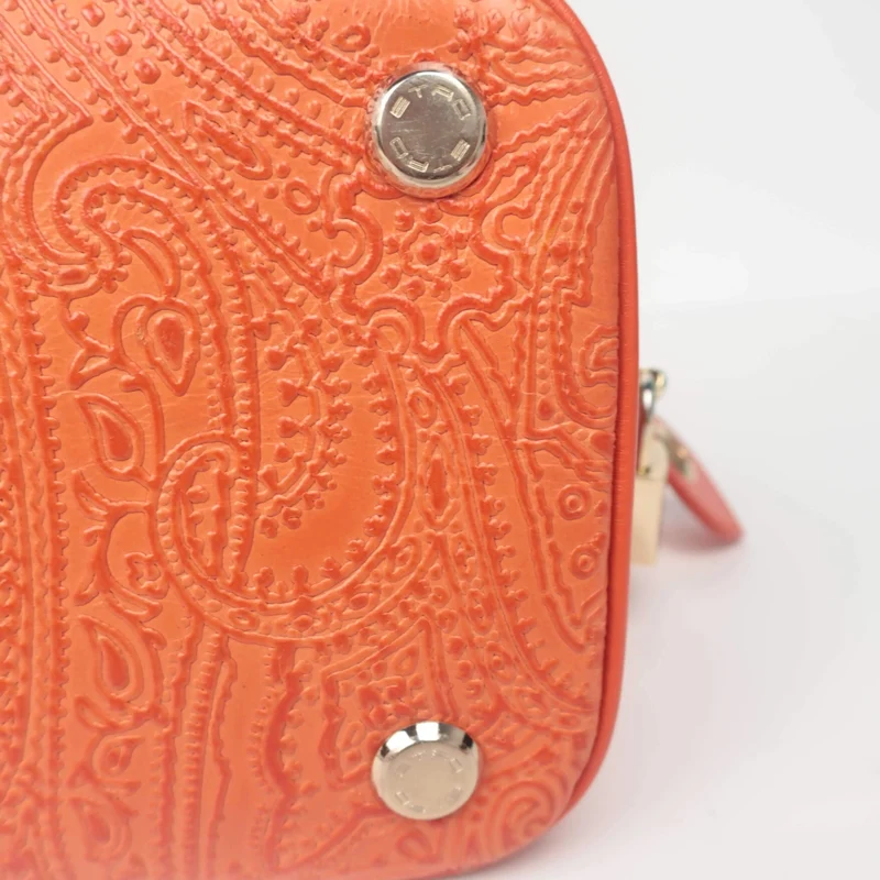 Etro Orange Paisley Leather Bugatti Bag