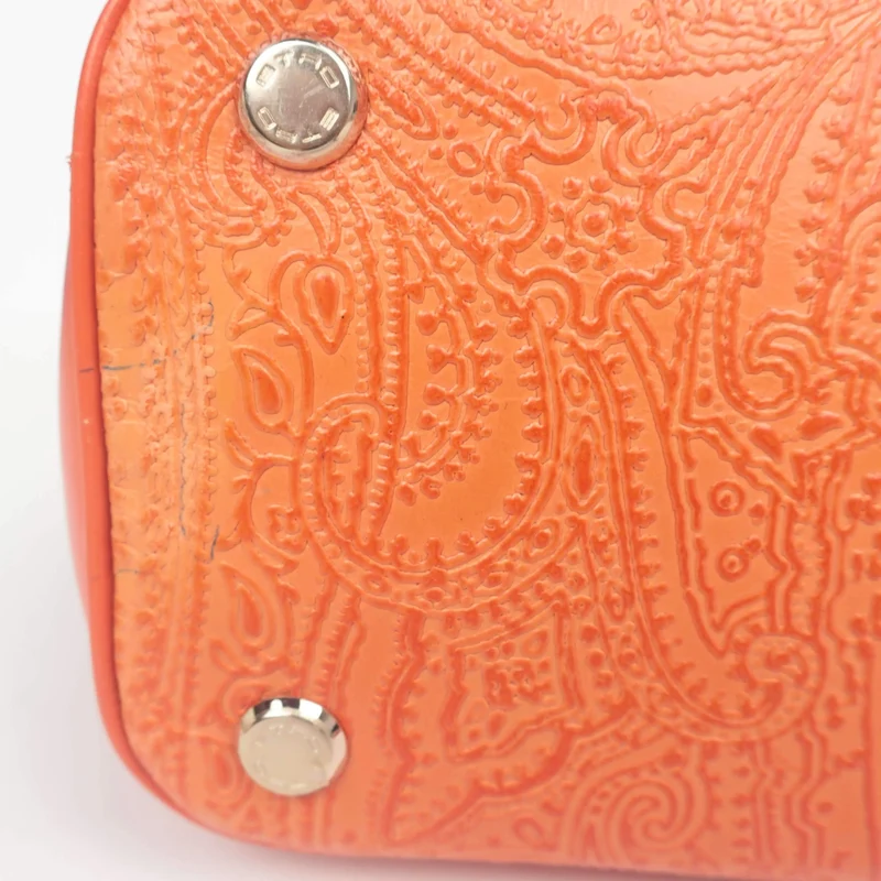 Etro Orange Paisley Leather Bugatti Bag
