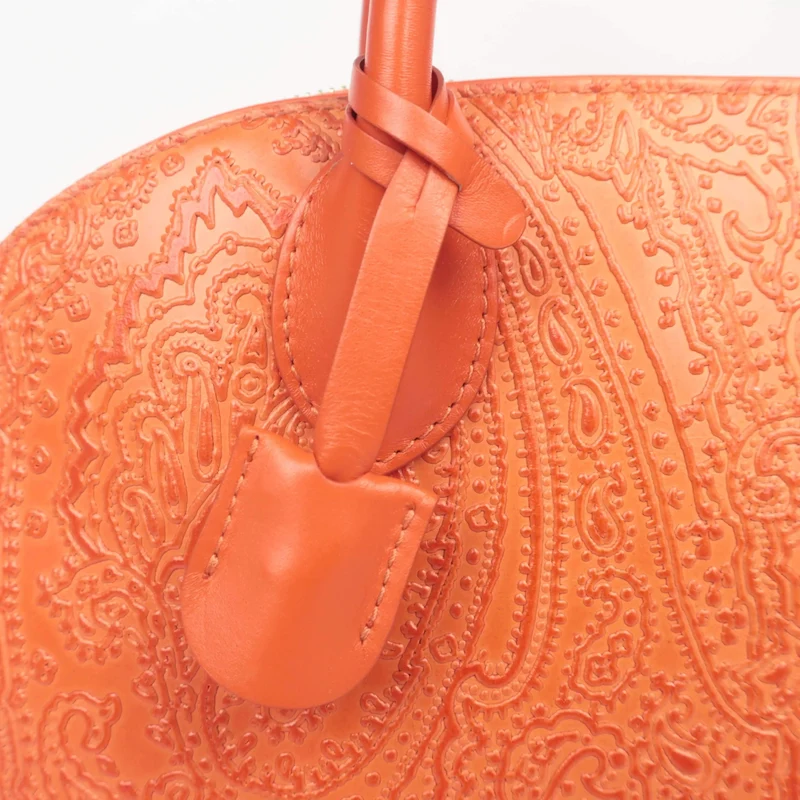 Etro Orange Paisley Leather Bugatti Bag