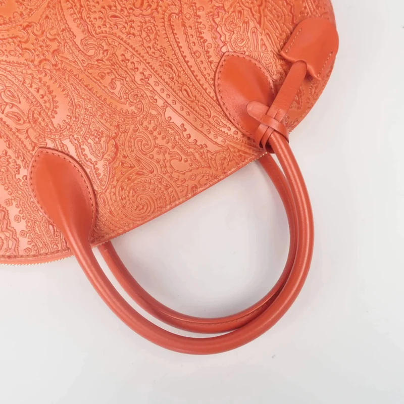 Etro Orange Paisley Leather Bugatti Bag