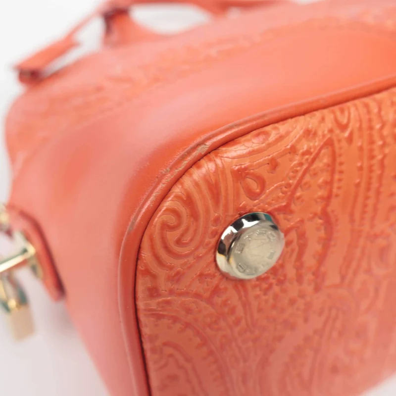 Etro Orange Paisley Leather Bugatti Bag