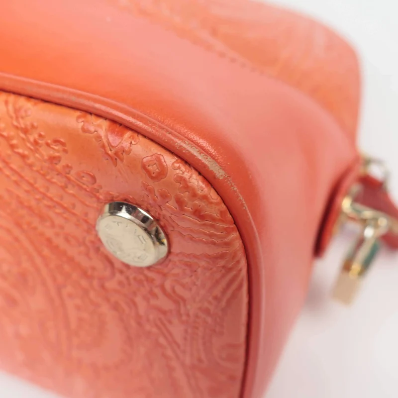Etro Orange Paisley Leather Bugatti Bag