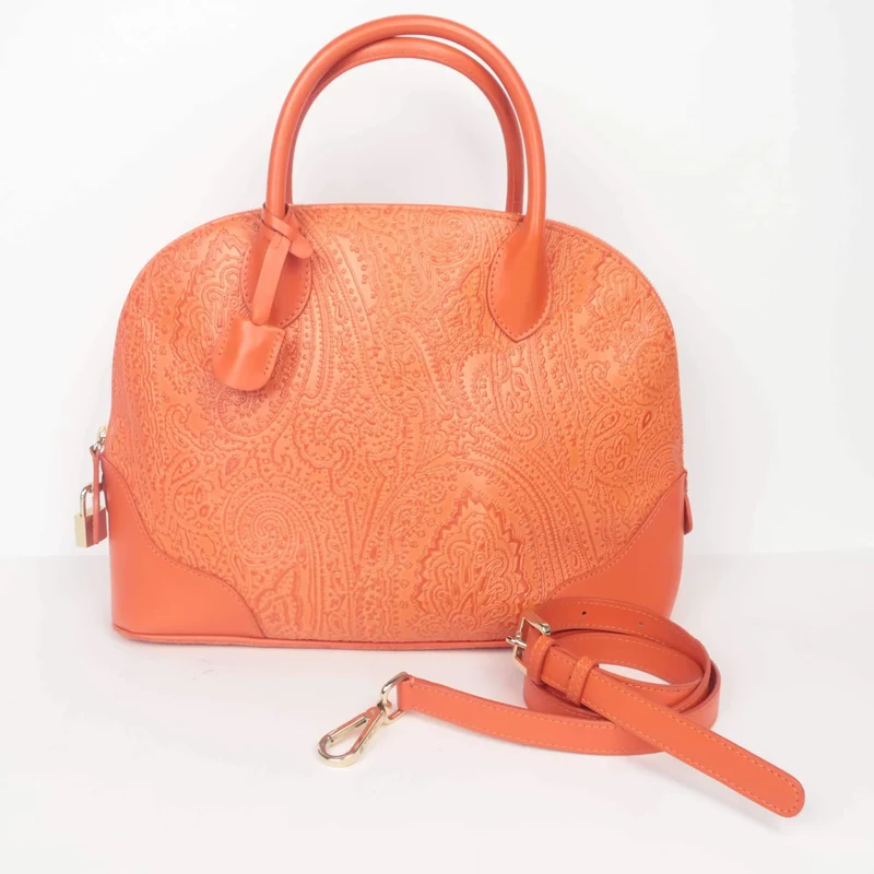 Etro Orange Paisley Leather Bugatti Bag