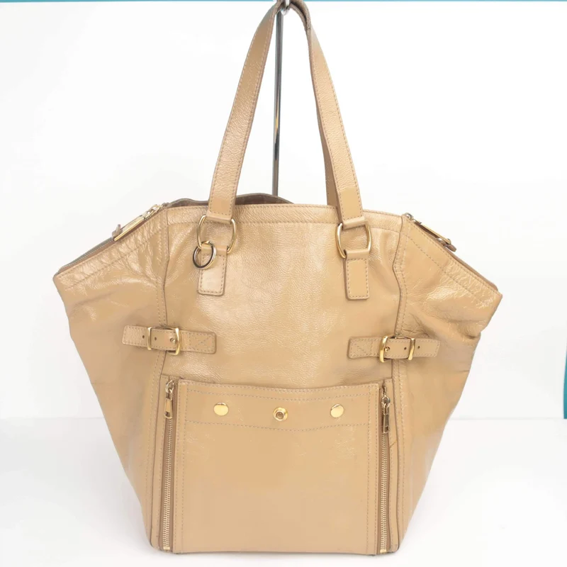 YSL Downtown Beige Patent Leather Bag