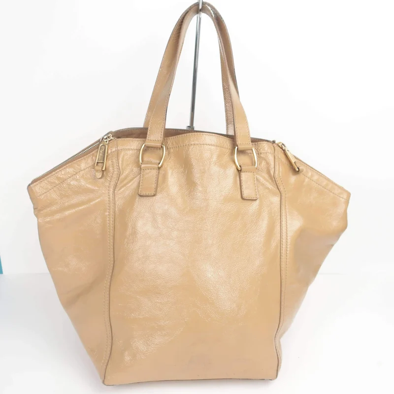 YSL Downtown Beige Patent Leather Bag