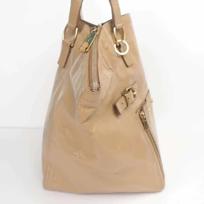 YSL Downtown Beige Patent Leather Bag