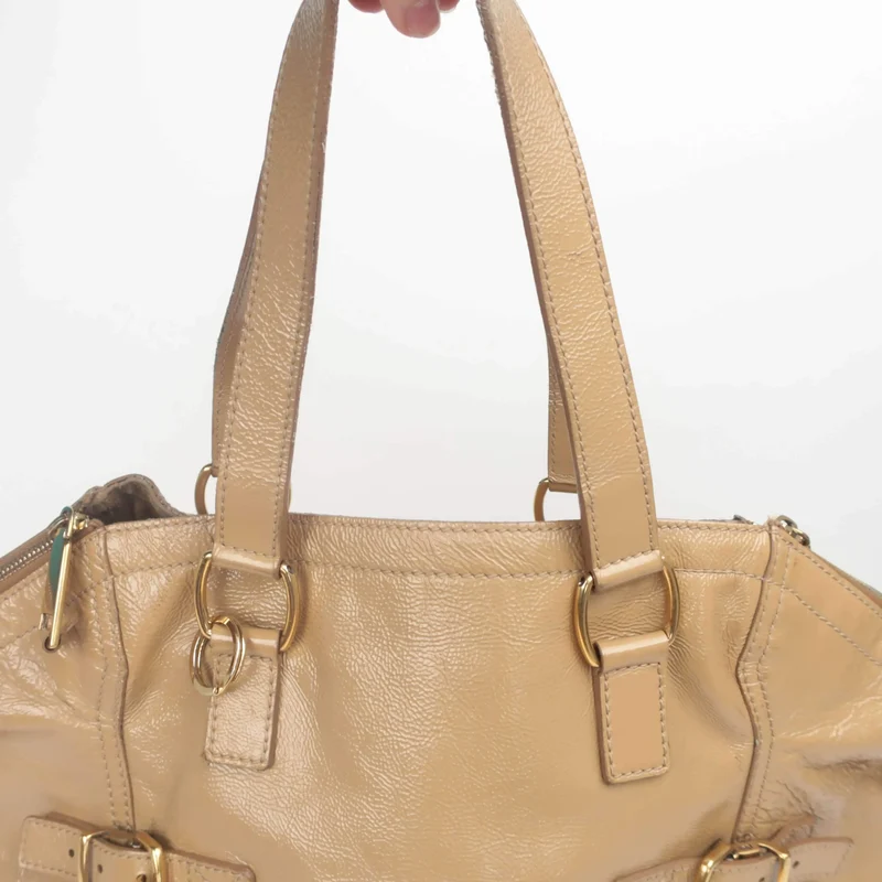 YSL Downtown Beige Patent Leather Bag