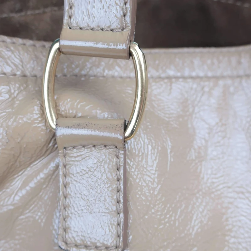 YSL Downtown Beige Patent Leather Bag