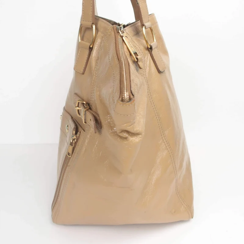 YSL Downtown Beige Patent Leather Bag