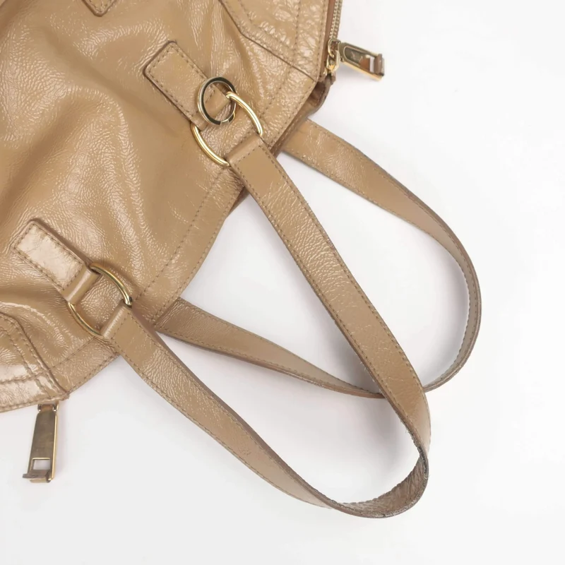 YSL Downtown Beige Patent Leather Bag