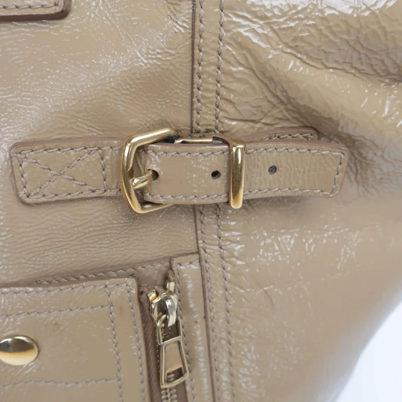 YSL Downtown Beige Patent Leather Bag