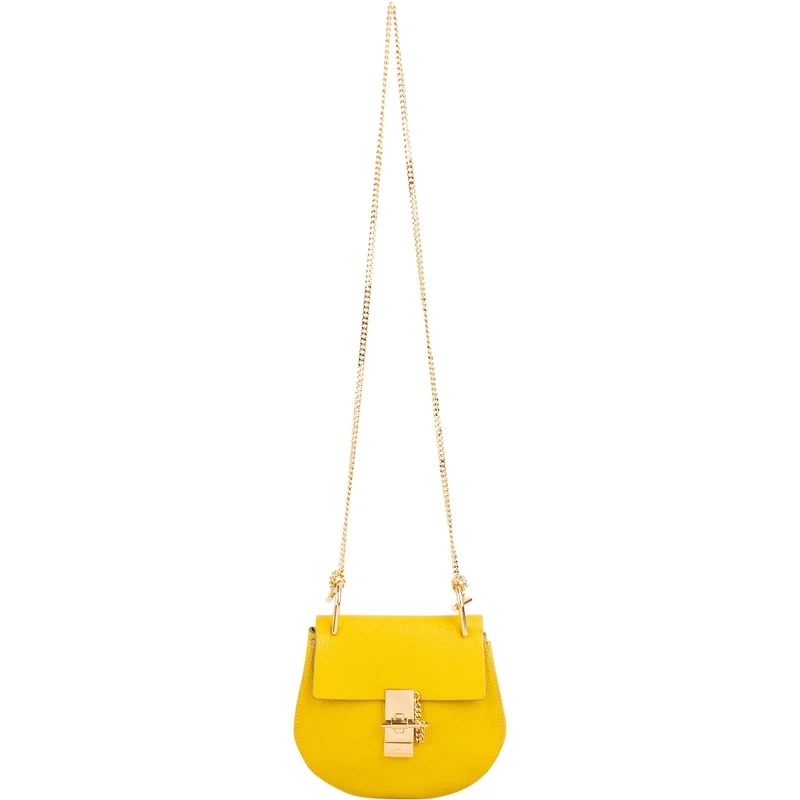 Chloé Yellow Grained Leather Drew Crossbody Bag