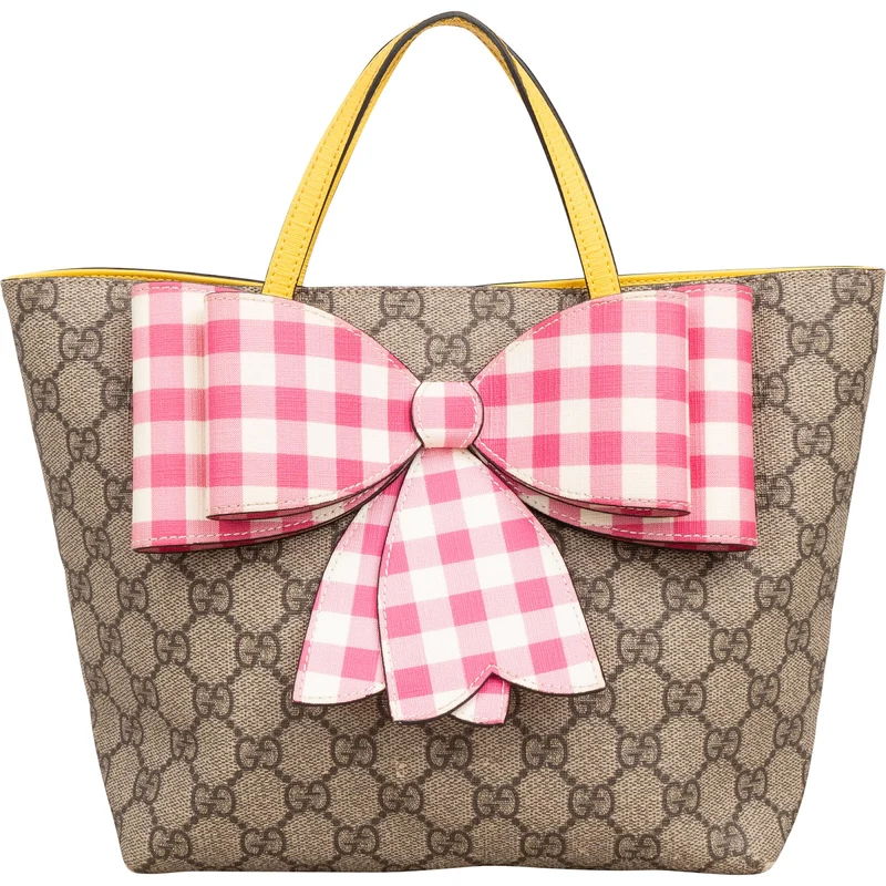 Gucci Monogram GG Supreme Children's Tote Bow Handbag
