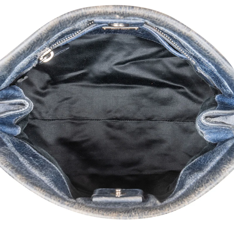 Miu Miu Blue Vitello Lux Leather Bow Handbag