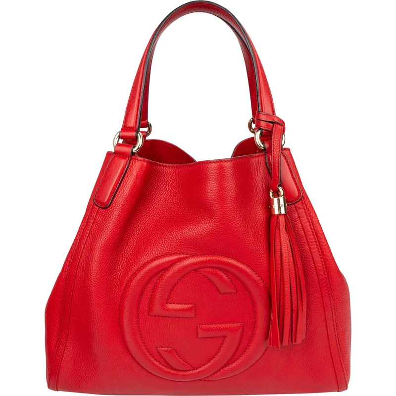 Gucci Grained Leather Soho GG Tassel Hobo Shopper Tote Handbag