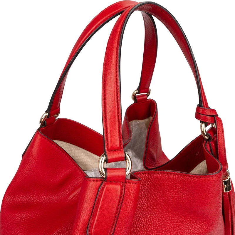 Gucci Grained Leather Soho GG Tassel Hobo Shopper Tote Handbag