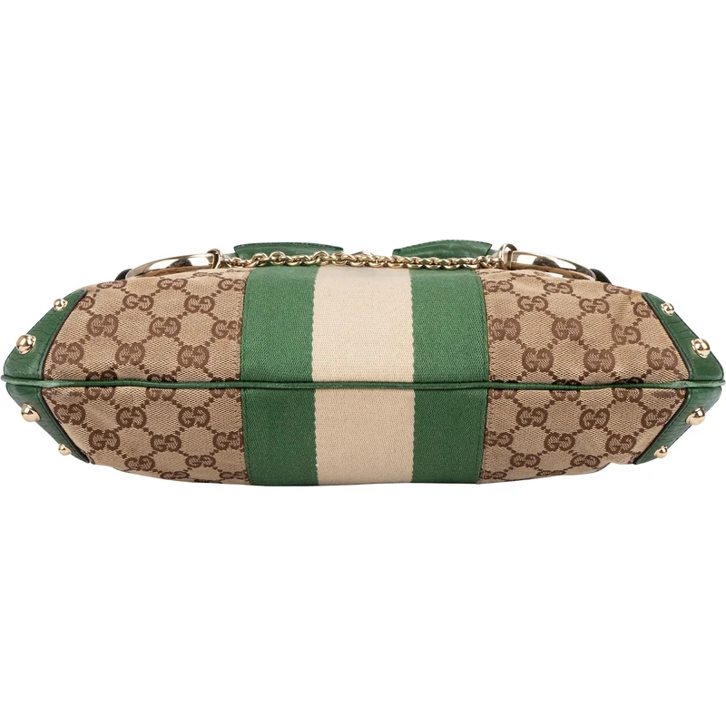 Gucci Monogram GG Web Stripe Horsebit Hobo Shoulder Bag