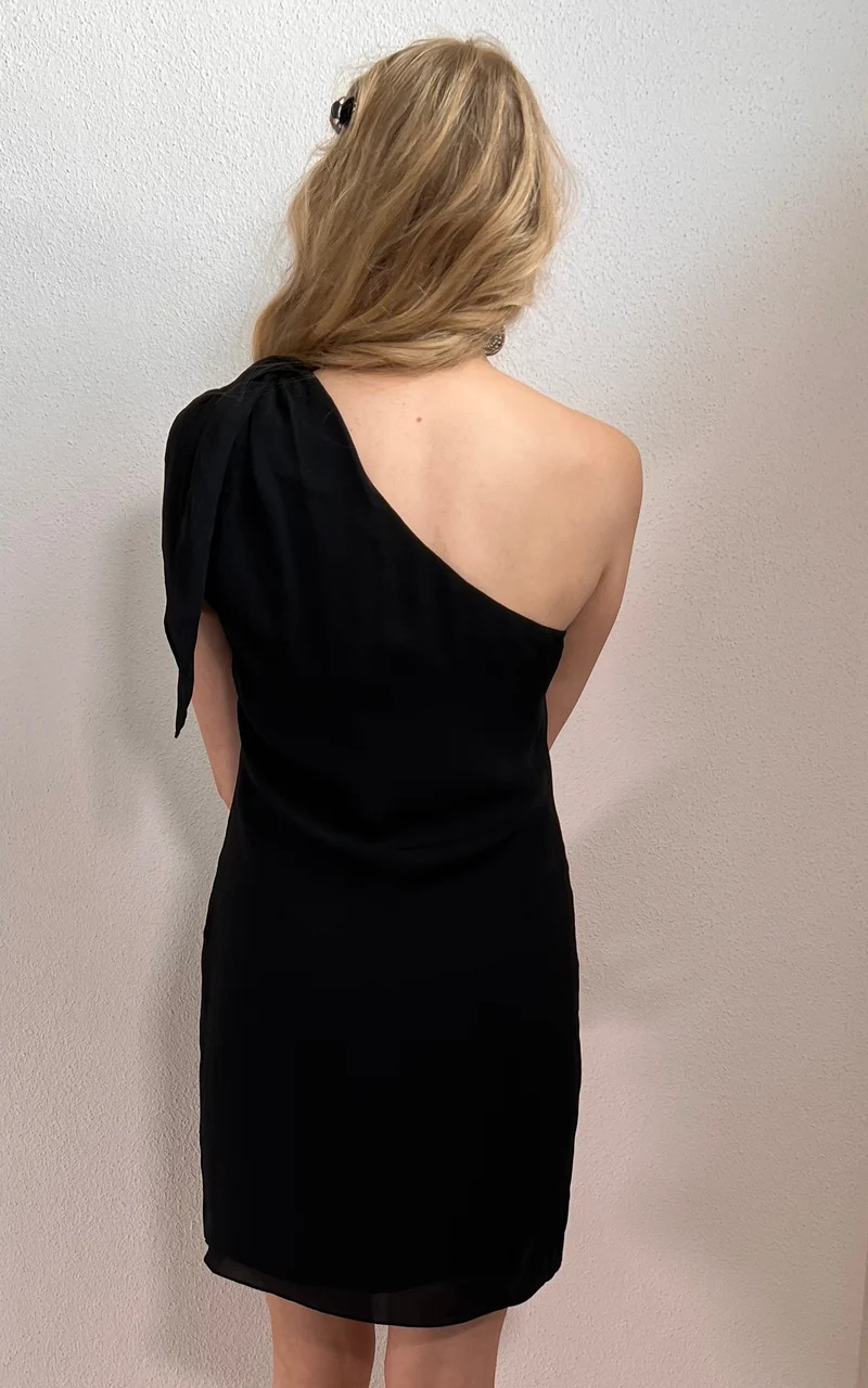 Vintage Halston One Shoulder Silk Dress