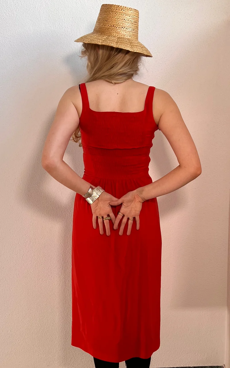 Vintage Red Silk Summer Dress