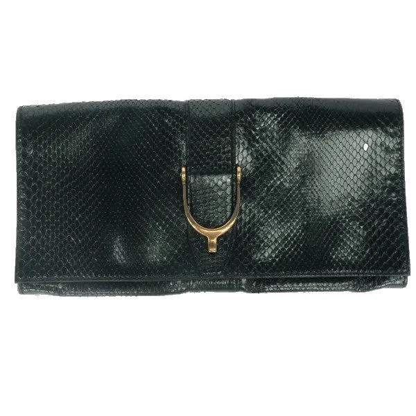 Gucci Stirrup Emerald Python Clutch