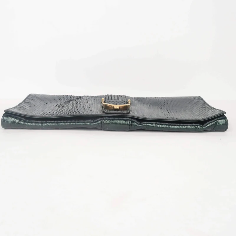 Gucci Stirrup Emerald Python Clutch