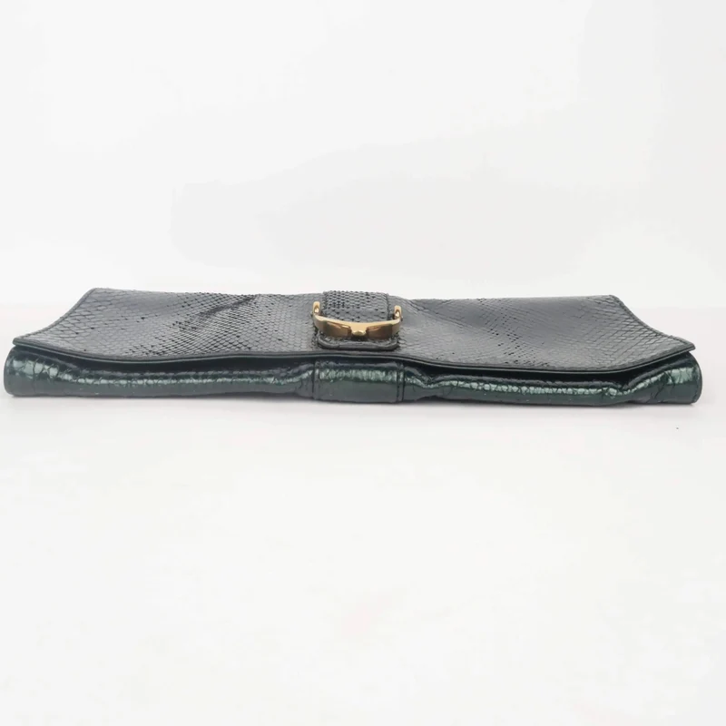 Gucci Stirrup Emerald Python Clutch