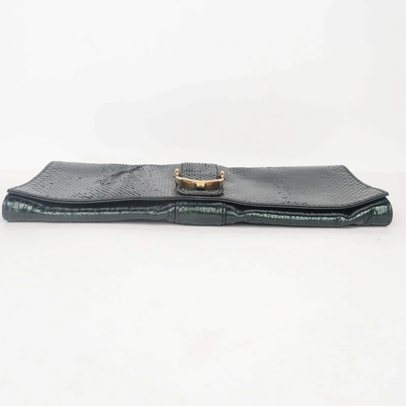 Gucci Stirrup Emerald Python Clutch