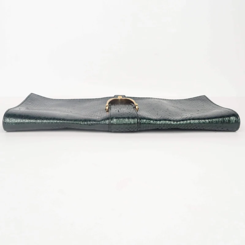 Gucci Stirrup Emerald Python Clutch