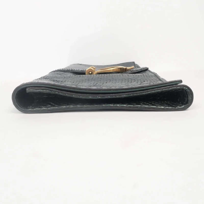 Gucci Stirrup Emerald Python Clutch