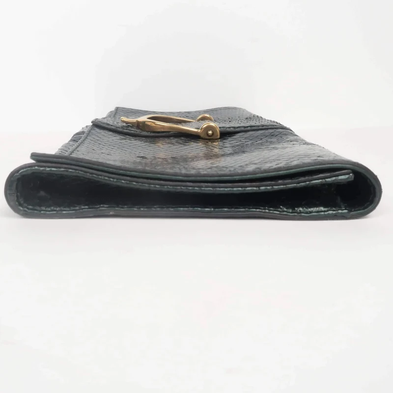 Gucci Stirrup Emerald Python Clutch