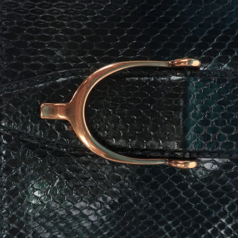 Gucci Stirrup Emerald Python Clutch