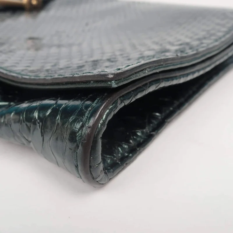Gucci Stirrup Emerald Python Clutch