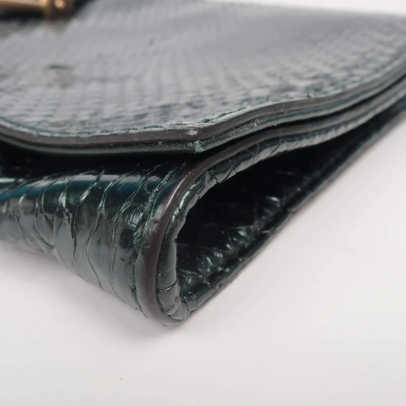 Gucci Stirrup Emerald Python Clutch