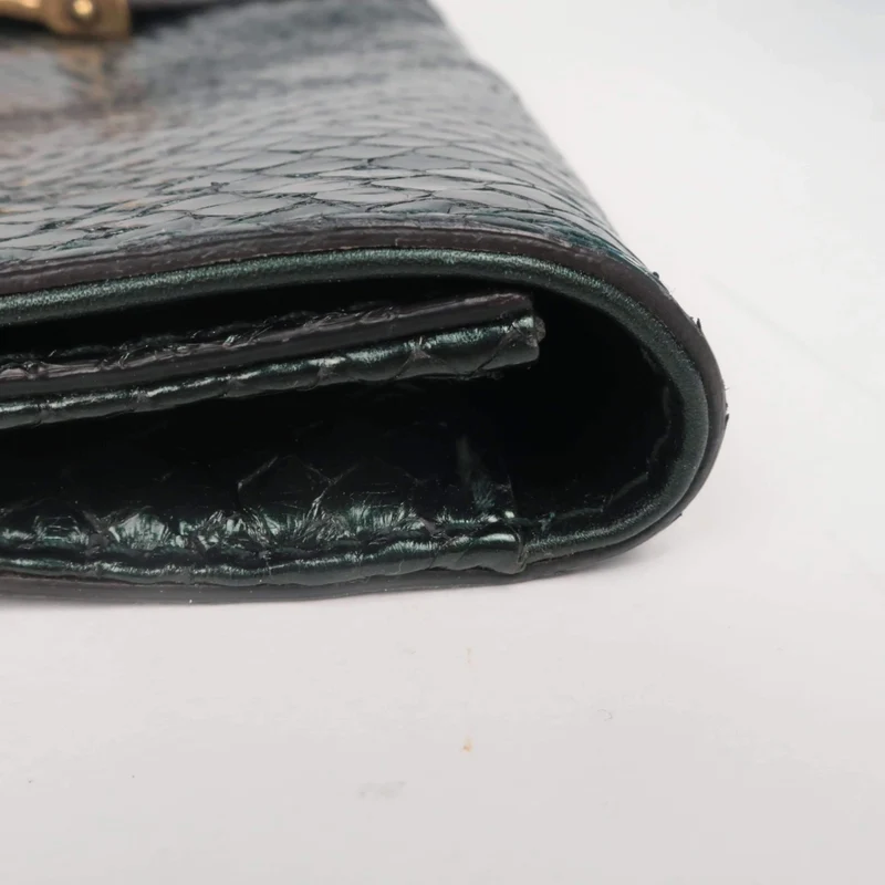 Gucci Stirrup Emerald Python Clutch
