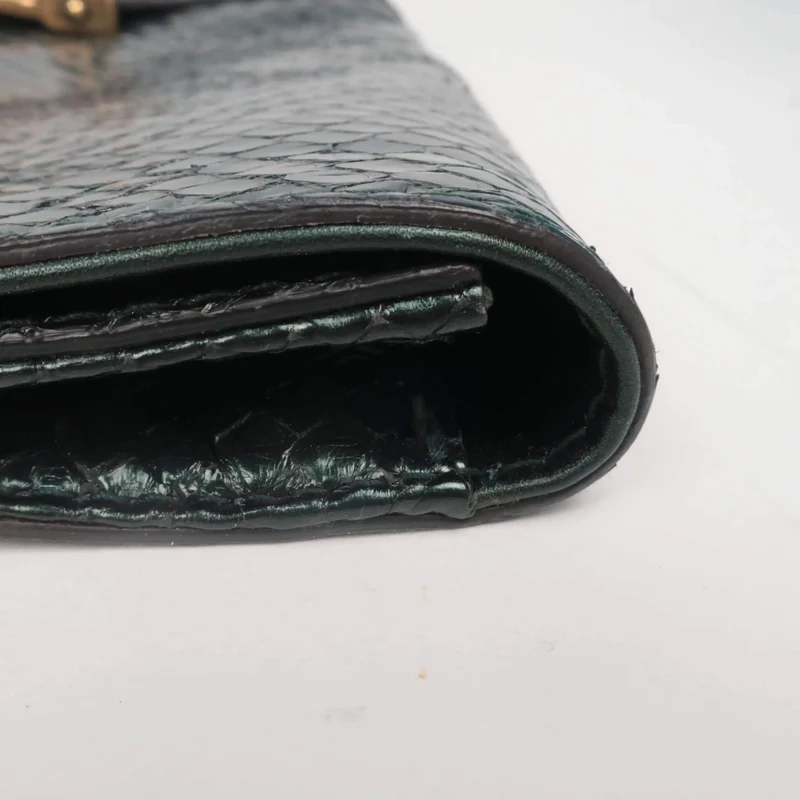 Gucci Stirrup Emerald Python Clutch