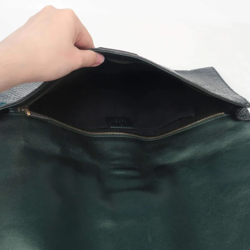 Gucci Stirrup Emerald Python Clutch
