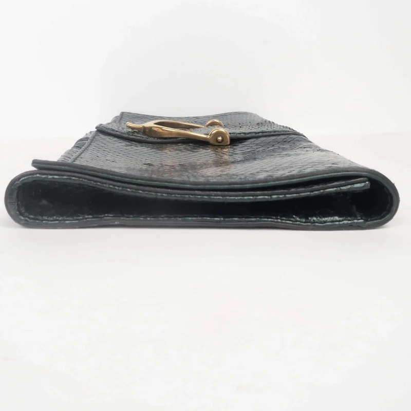 Gucci Stirrup Emerald Python Clutch