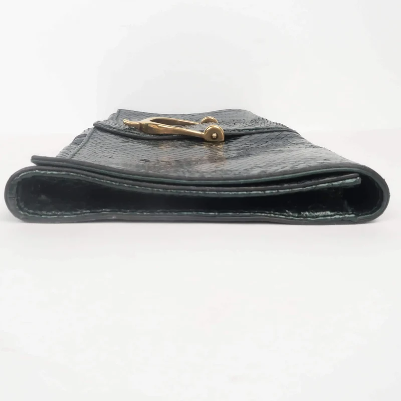Gucci Stirrup Emerald Python Clutch
