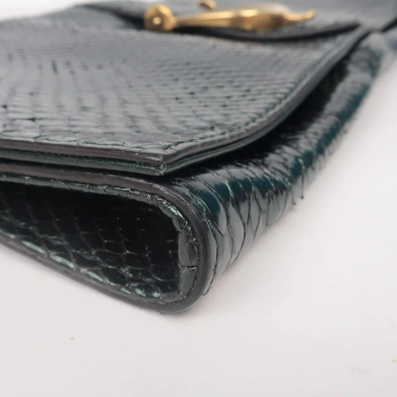 Gucci Stirrup Emerald Python Clutch