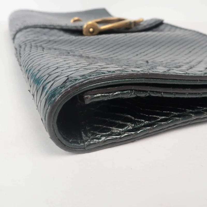 Gucci Stirrup Emerald Python Clutch