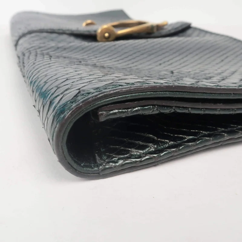Gucci Stirrup Emerald Python Clutch