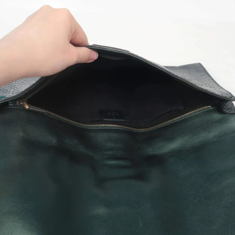 Gucci Stirrup Emerald Python Clutch