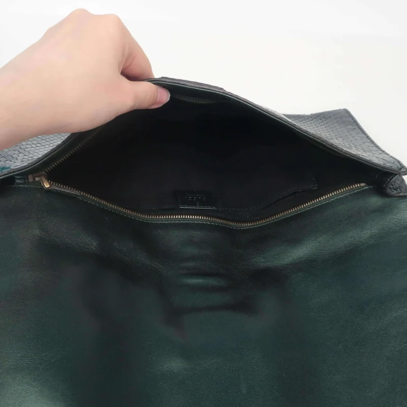 Gucci Stirrup Emerald Python Clutch