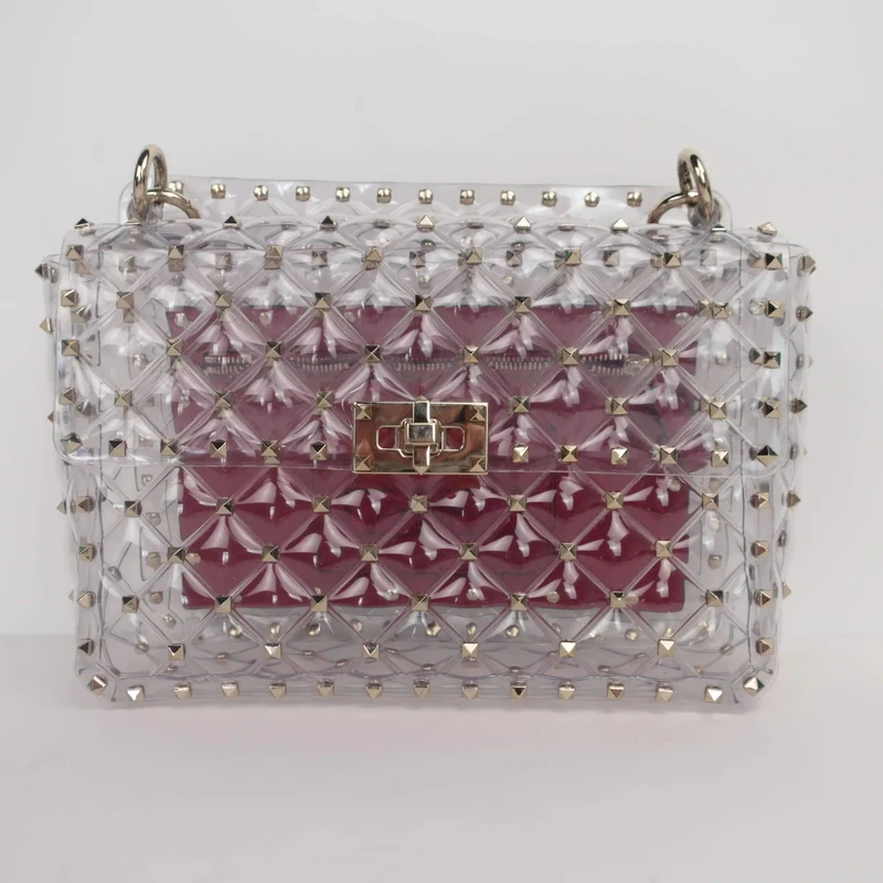 Valentino Rockstud Spike Plexi Medium Shoulder Bag