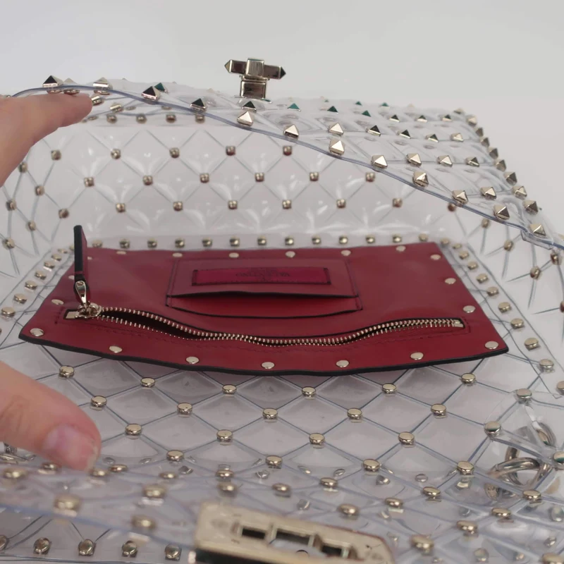 Valentino Rockstud Spike Plexi Medium Shoulder Bag